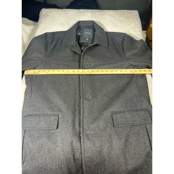 London Fog Mens Coat Gray Long Sleeve Sz Large L Button Up Wool Blend Dry Clean - Picture 2 of 16